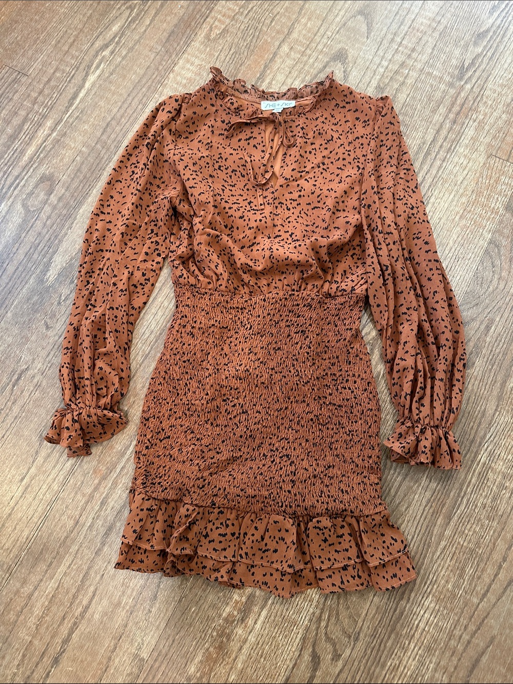 She + Sky Rust Mini Dress with Black Speckle